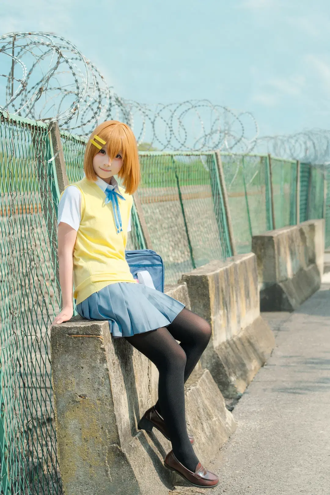 Black stockings, K-ON!, Hirasawa Yui cosplay, Guitar, Railway style