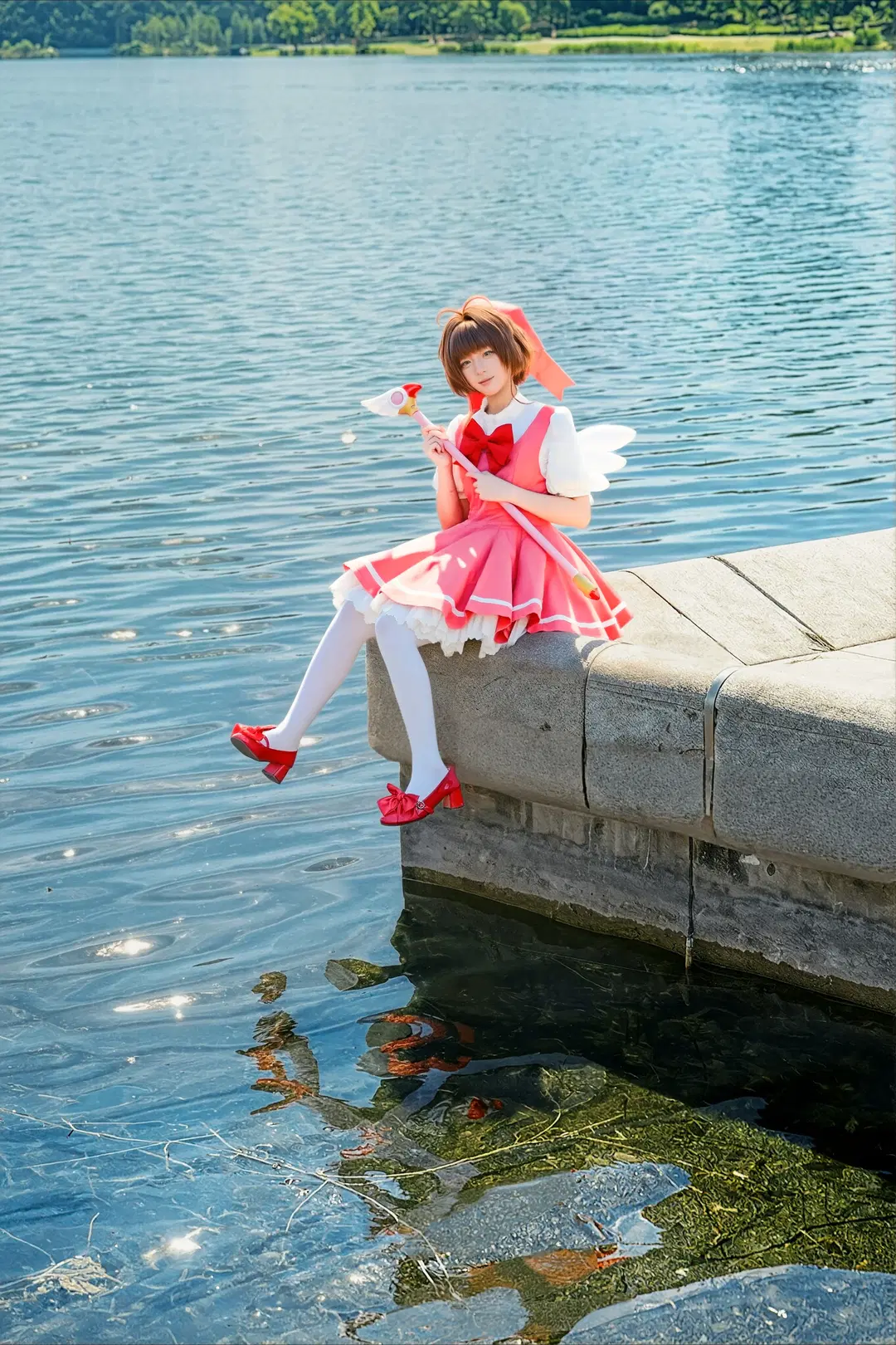 二次元cos, 木之本樱cos, 魔卡少女樱, 夏日外景, 丝袜