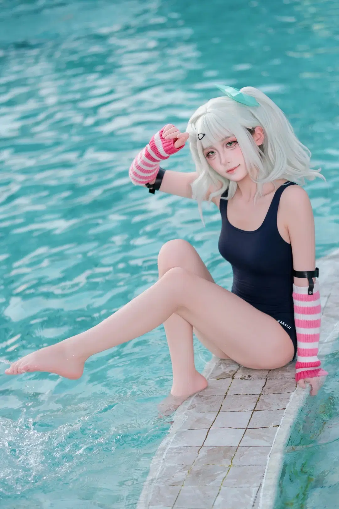 プール写真, 千夏 コスプレ, 夏の水着, コスプレ撮影, 銀髪少女