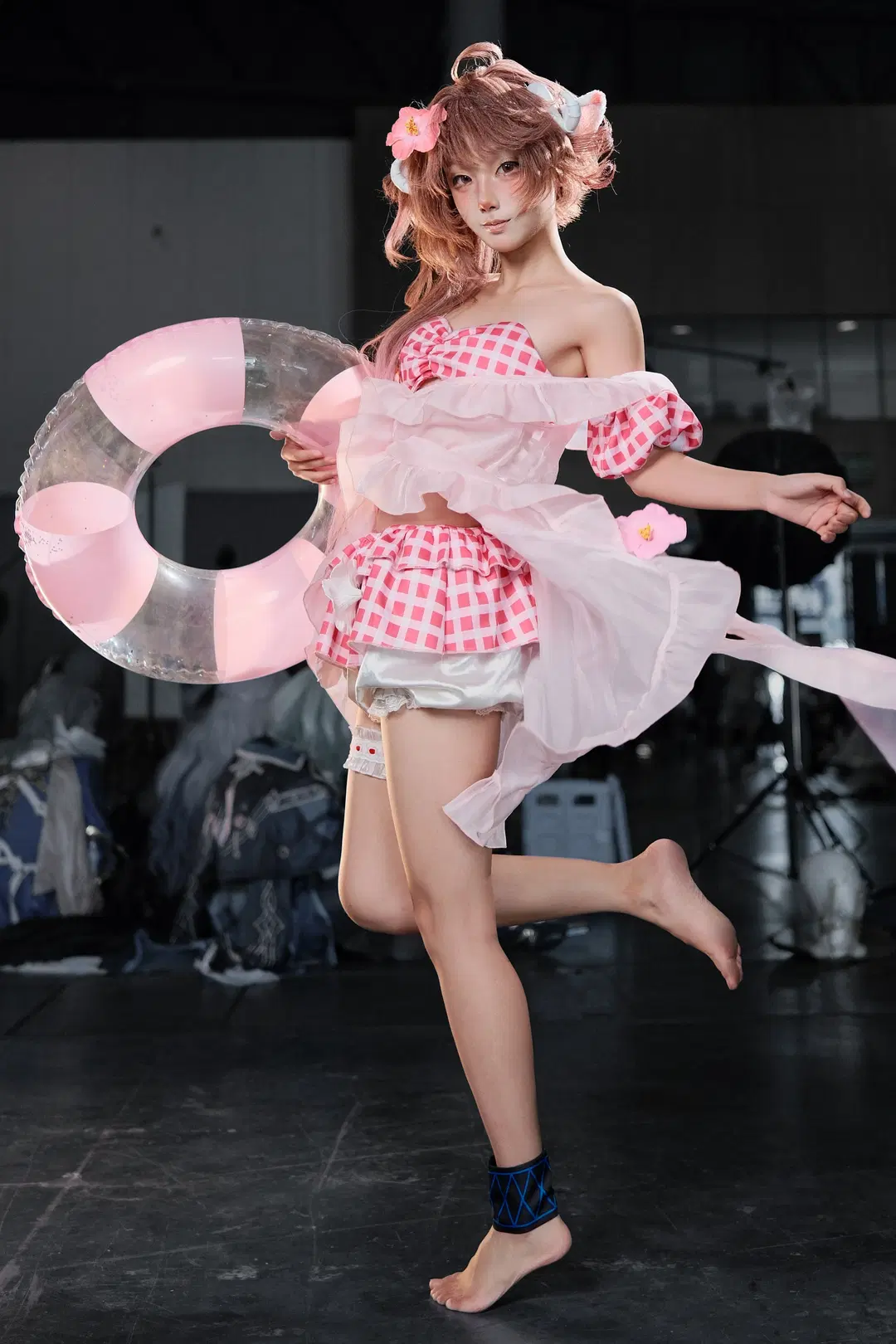 艾雅法拉cos, cosplay摄影, 小羊, 粉色格子裙, 夏日风