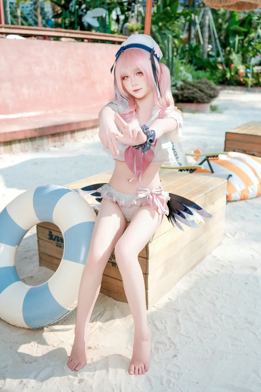 二次元少女, 户外摄影, 下江小春cos, 水手服, 夏日沙滩
