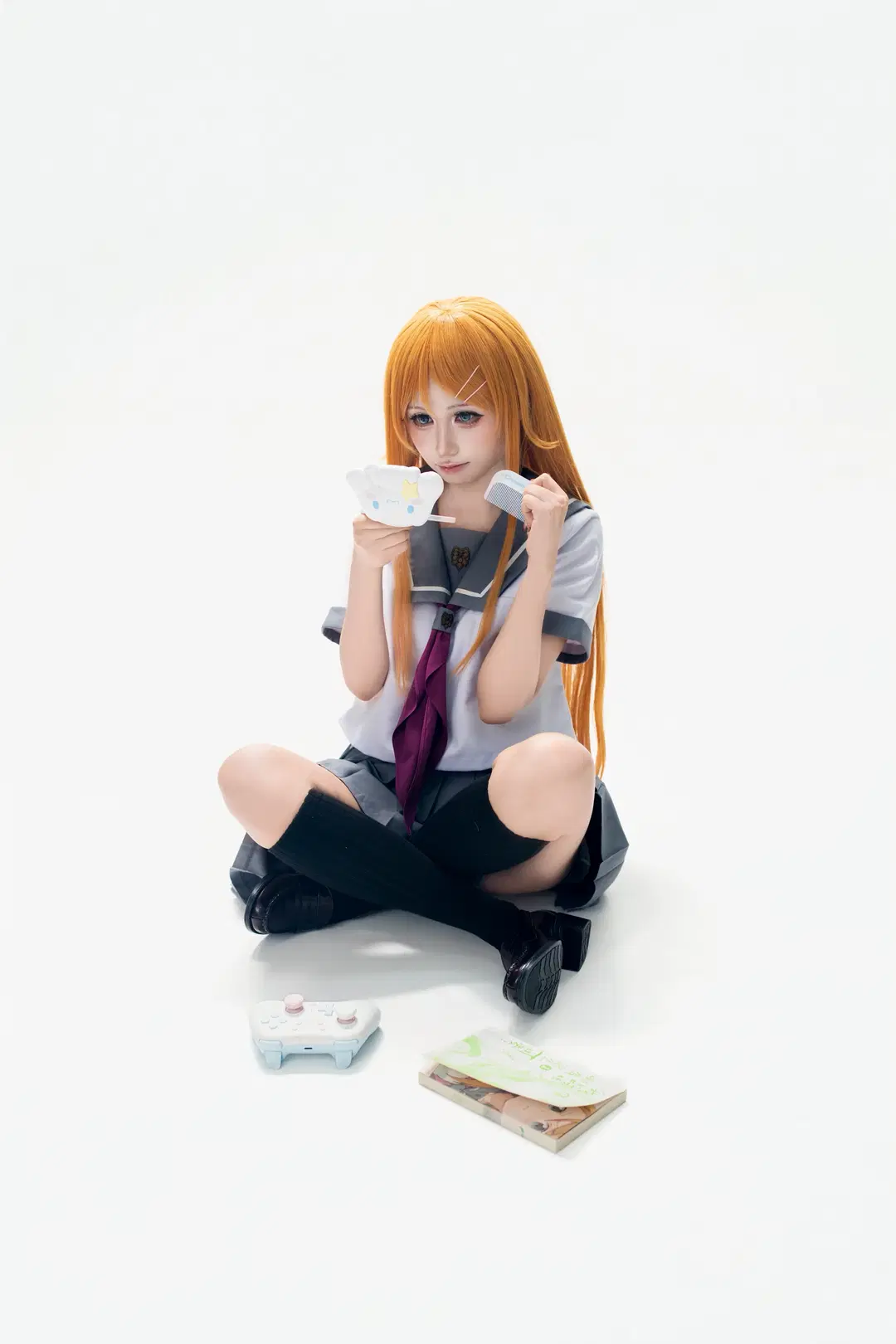 【高坂桐乃コスプレ】セーラー服と黒ストッキングで魅せるスタジオ撮影ポーズ共有 - 蒜Suan - 4枚目