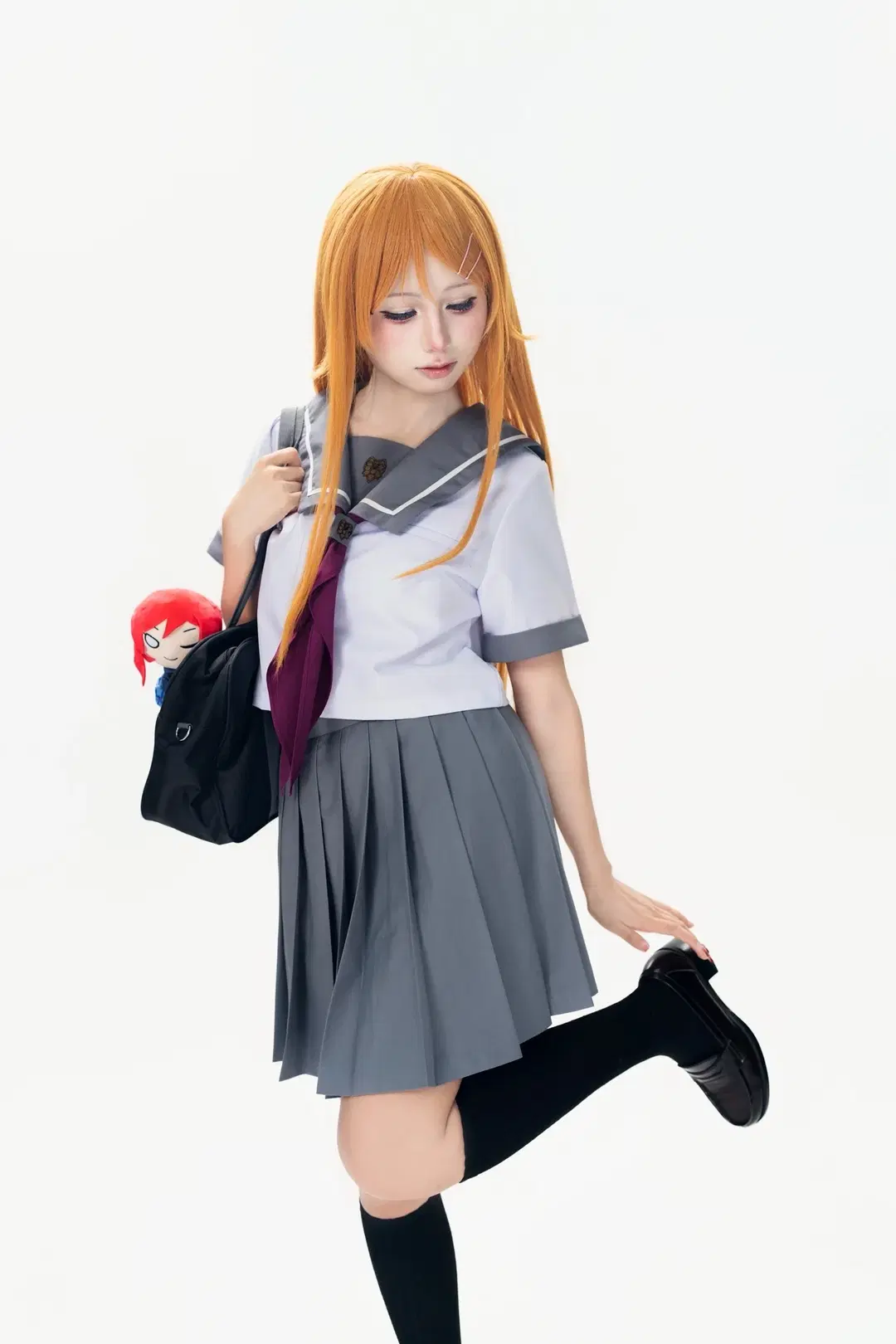 【高坂桐乃コスプレ】セーラー服と黒ストッキングで魅せるスタジオ撮影ポーズ共有 - 蒜Suan - 6枚目