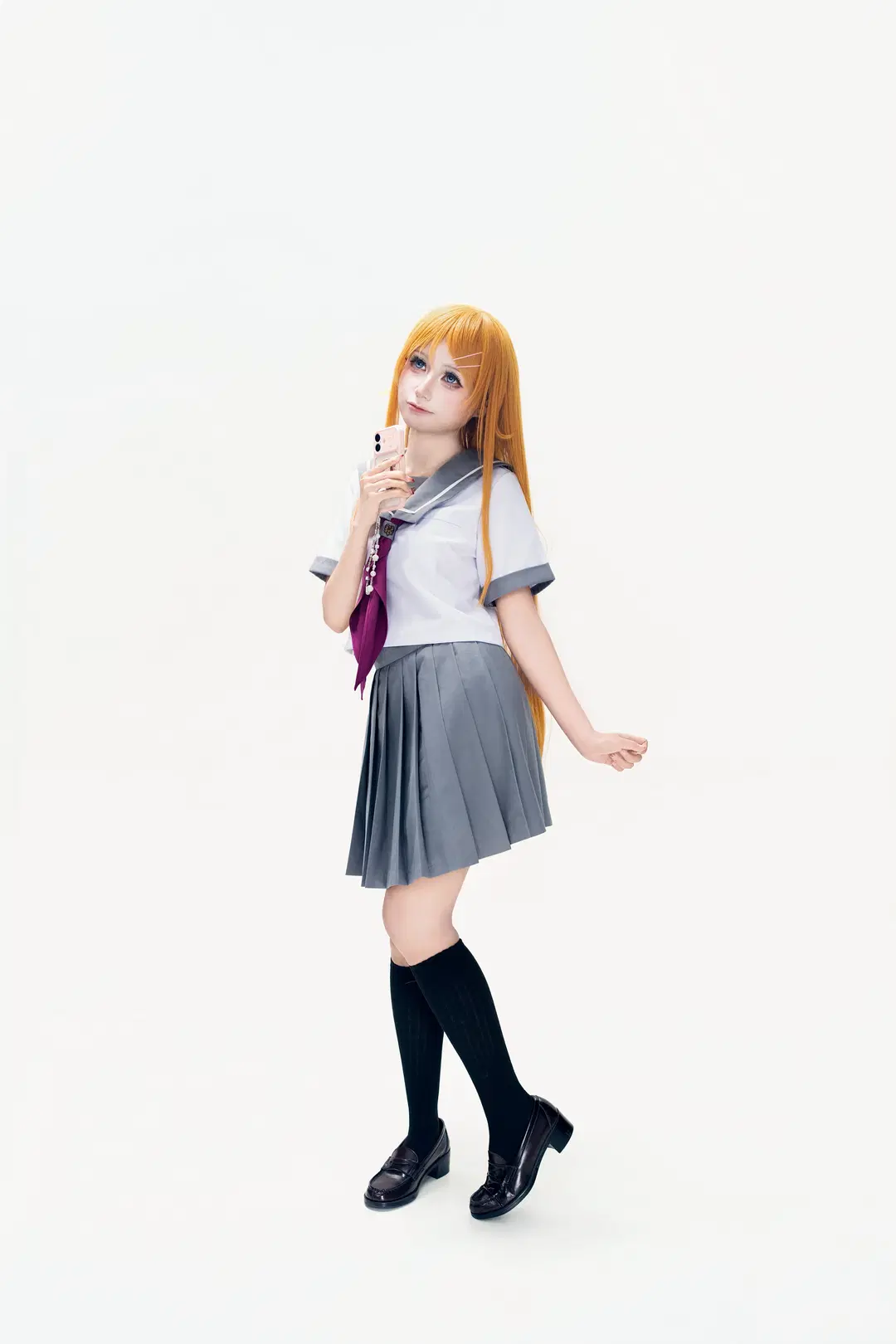 【高坂桐乃コスプレ】セーラー服と黒ストッキングで魅せるスタジオ撮影ポーズ共有 - 蒜Suan - 7枚目