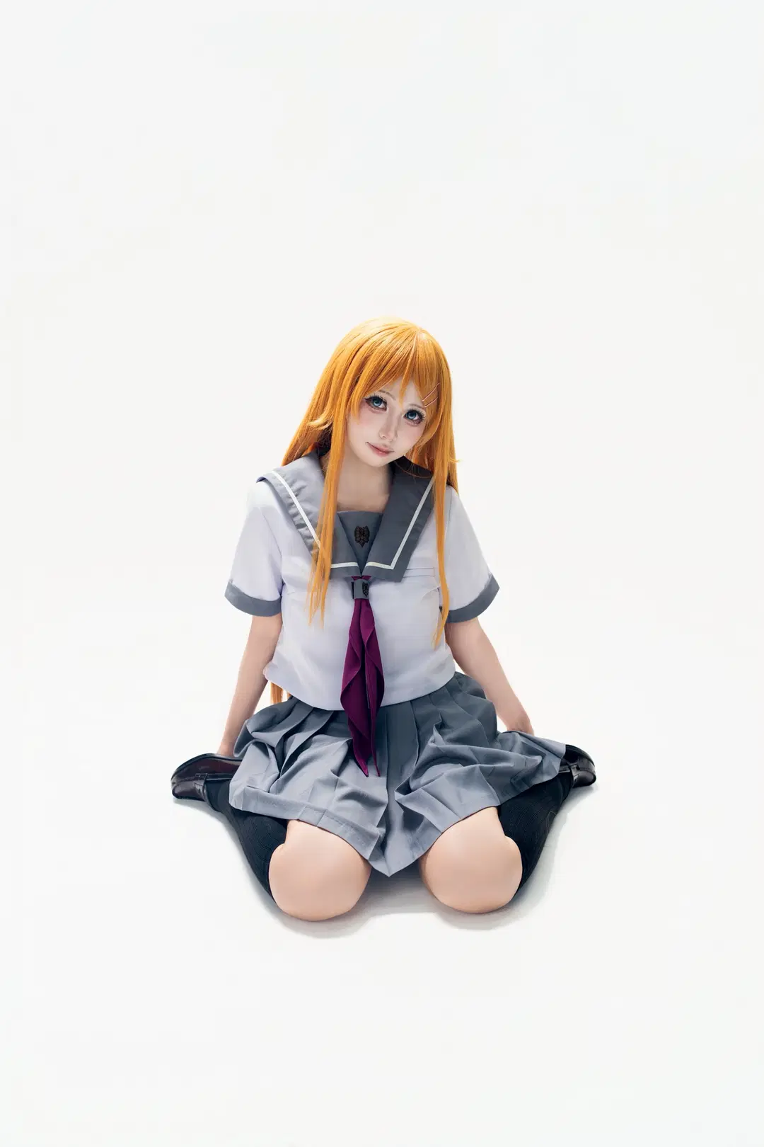 【高坂桐乃コスプレ】セーラー服と黒ストッキングで魅せるスタジオ撮影ポーズ共有 - 蒜Suan - 8枚目