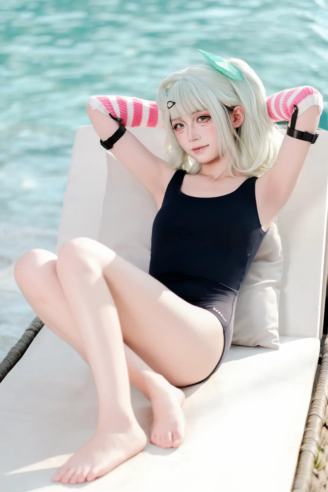 绝区零, 泳装cos, 夏日写真, 千夏蕾咪cos, 银发cos