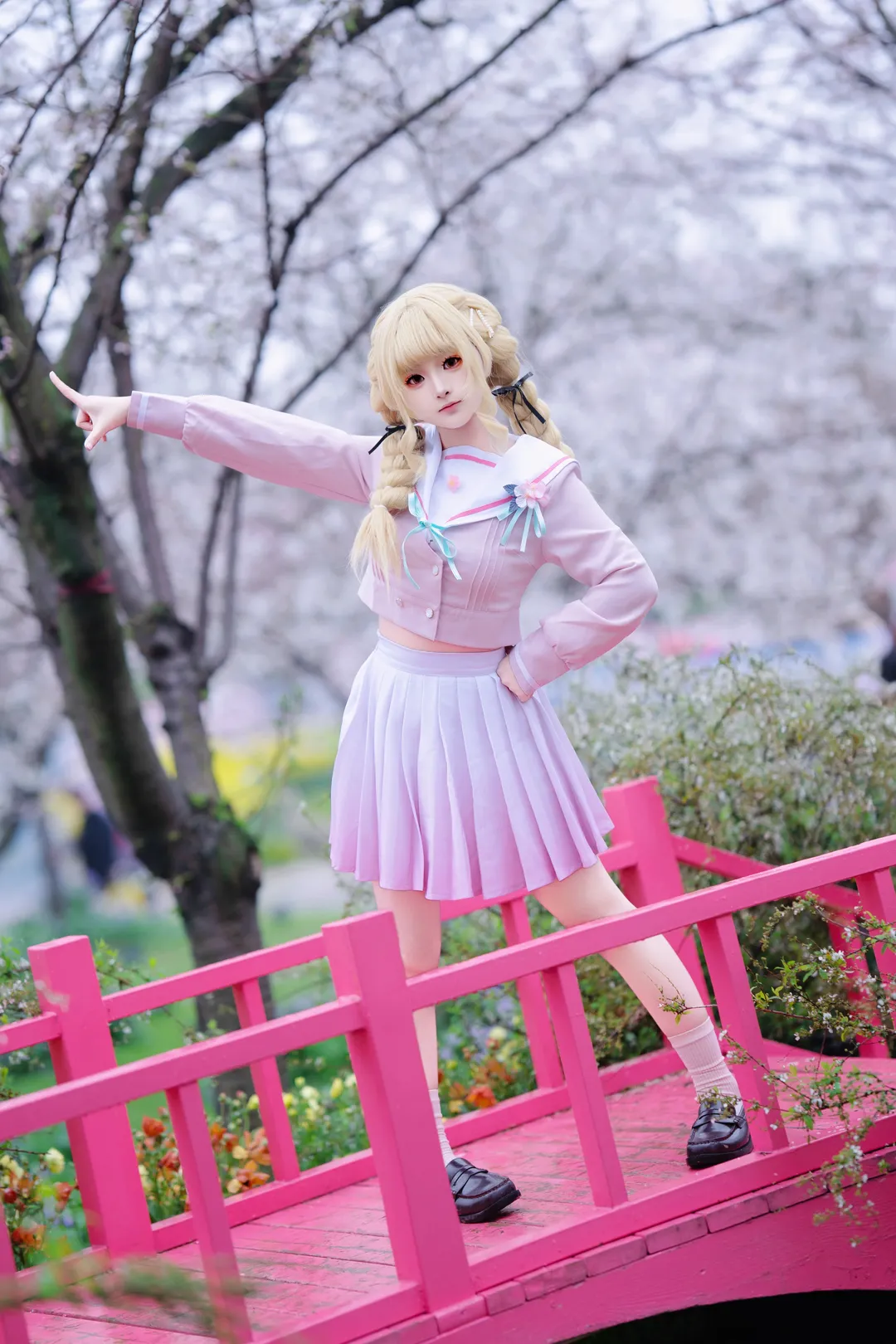 制服, 桜, 学園アイドルマスター, 藤田ことね コスプレ, オーバーニーソックス - 5枚目