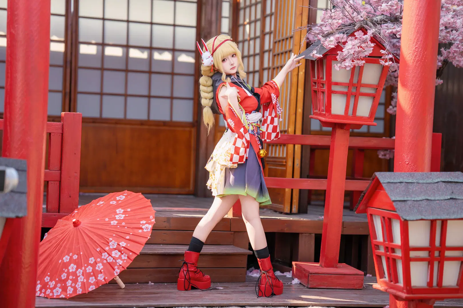 和风cos, 学园偶像大师, 藤田琴音cos, 丝袜cos, 冠菊