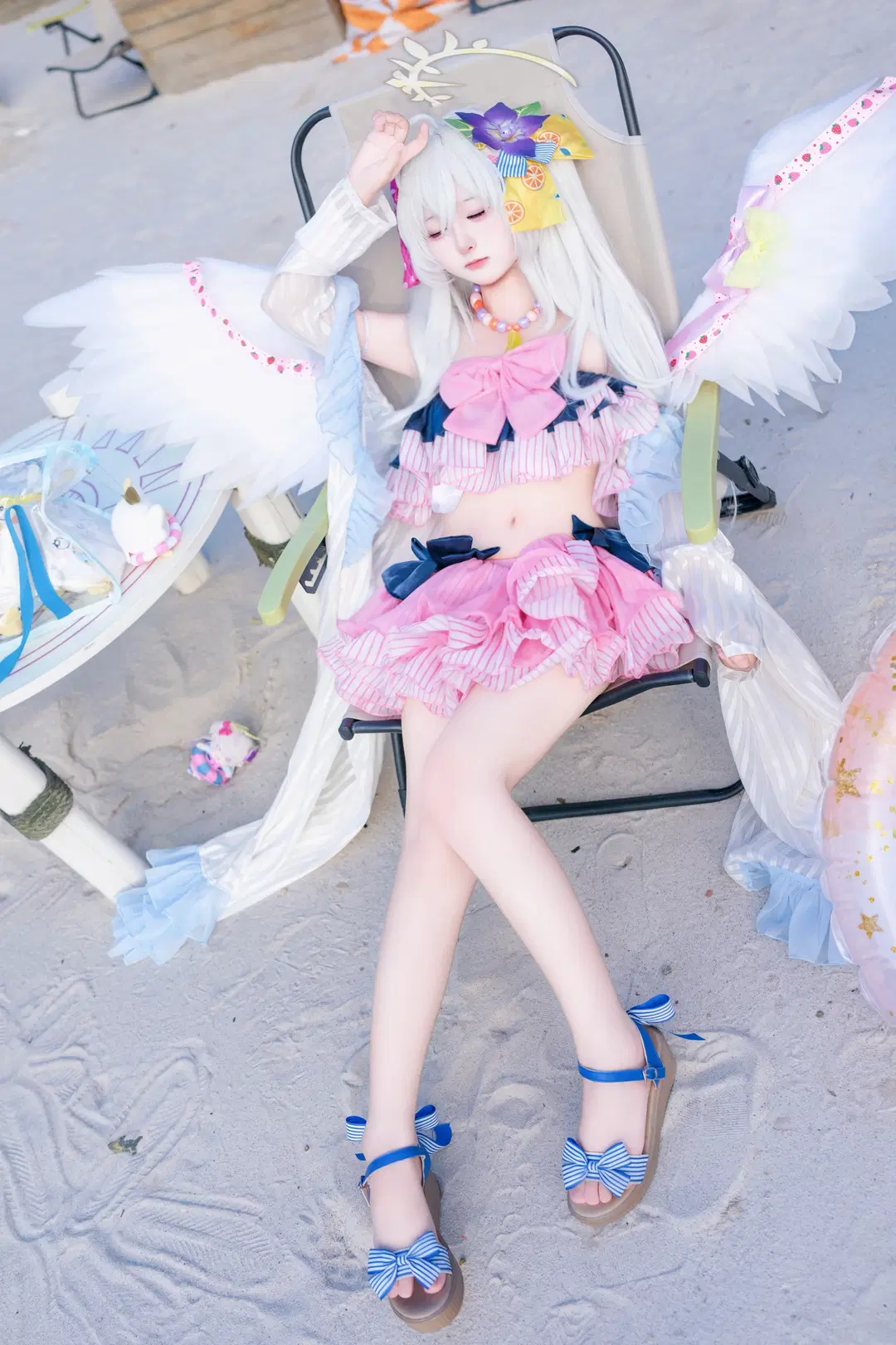 白洲梓cos, 天使翅膀, 夏日cosplay, 水梓, 沙滩写真