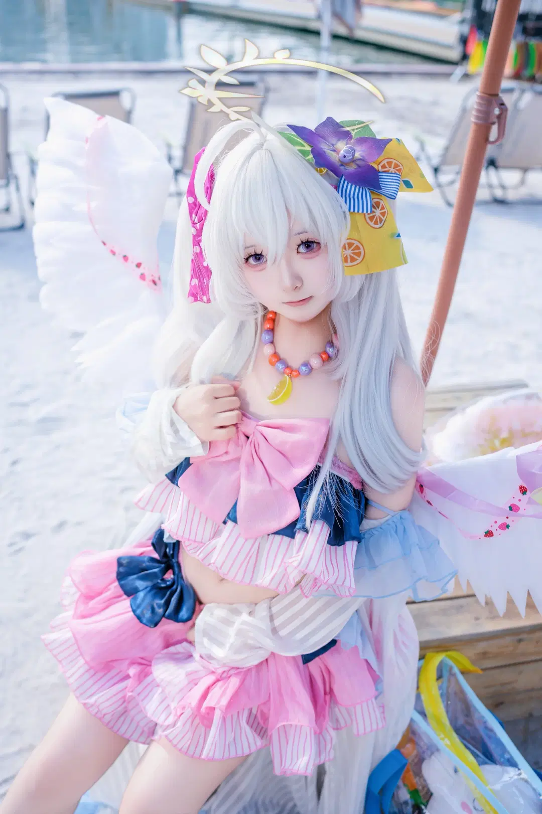 【白洲アズサ コスプレ】真夏の砂浜に舞い降りた夢幻の天使 - 灵白 - 3枚目