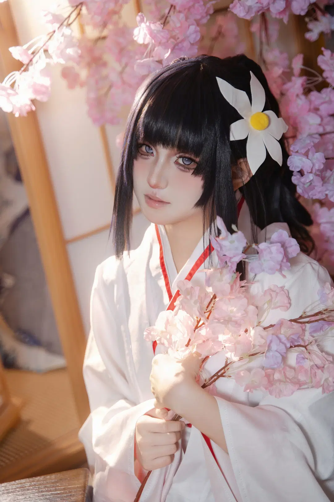 【雏田cos】月下白百合，红白和服与樱花的唯美碰撞 - 叶彦 - 第2张