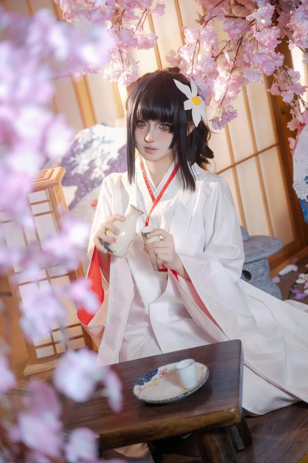【雏田cos】月下白百合，红白和服与樱花的唯美碰撞 - 叶彦 - 第3张