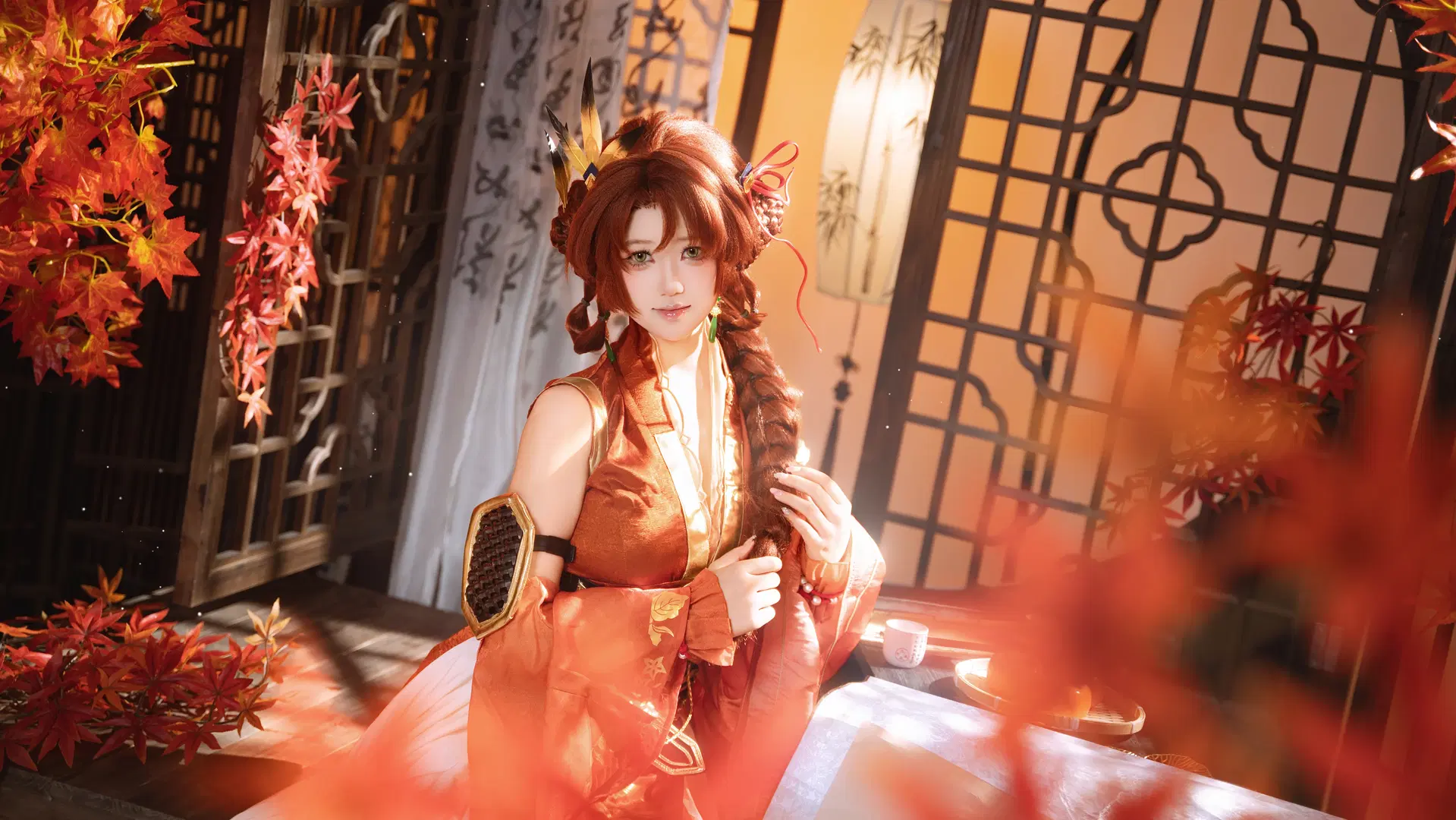 【Sun Shangxiang cosplay】Jiangdong Crimson Attire and the Red maple forest in From Madness to Courage by 叶彦 - Image 4