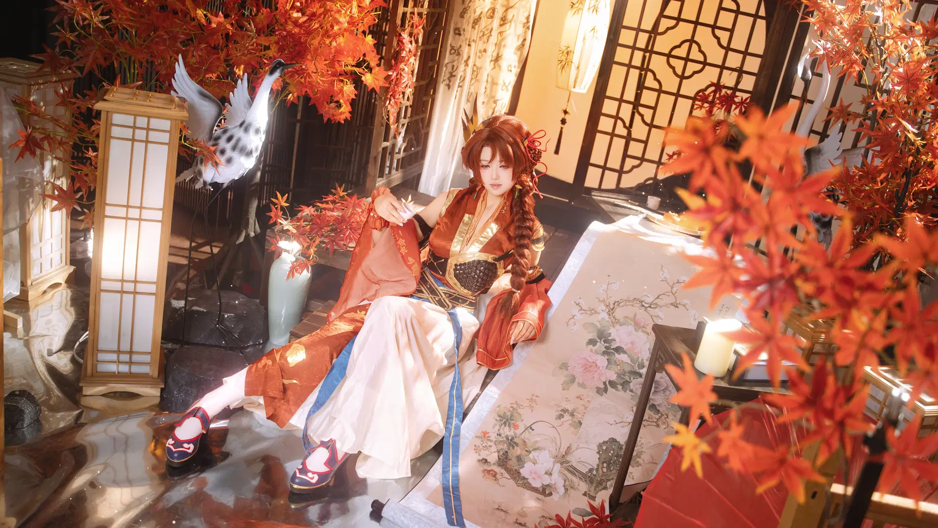 【Sun Shangxiang cosplay】Jiangdong Crimson Attire and the Red maple forest in From Madness to Courage by 叶彦 - Image 5