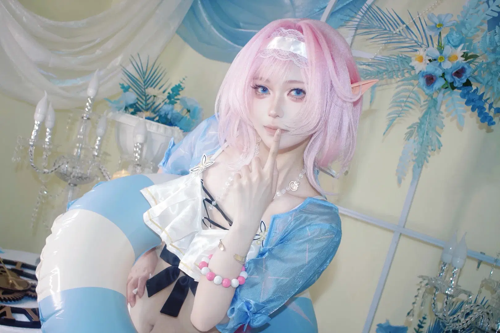 爱莉希雅cos, 崩坏3, 泳装cos, 精灵耳, 丝袜