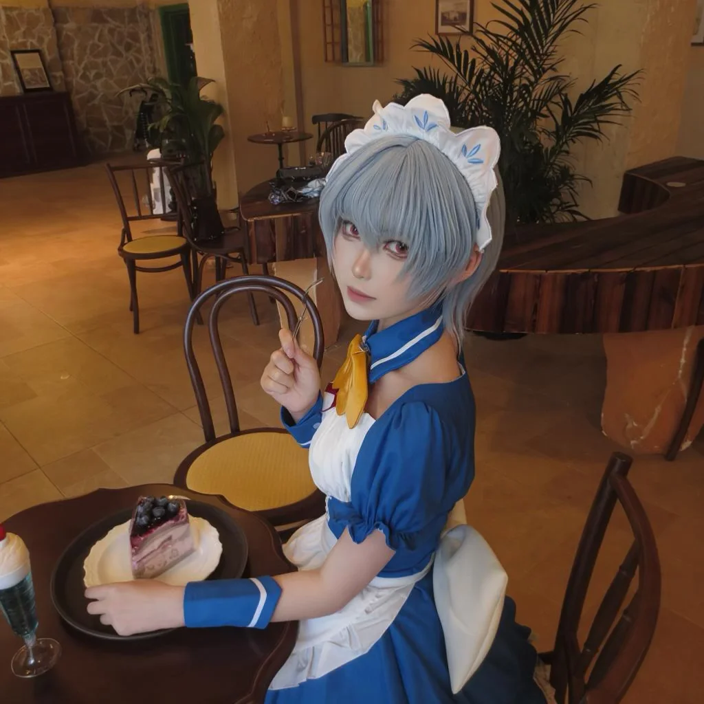 [Rei Ayanami cosplay] Neon Genesis Evangelion: Blue & White Maid on Duty by 三春早纪 - Image 2