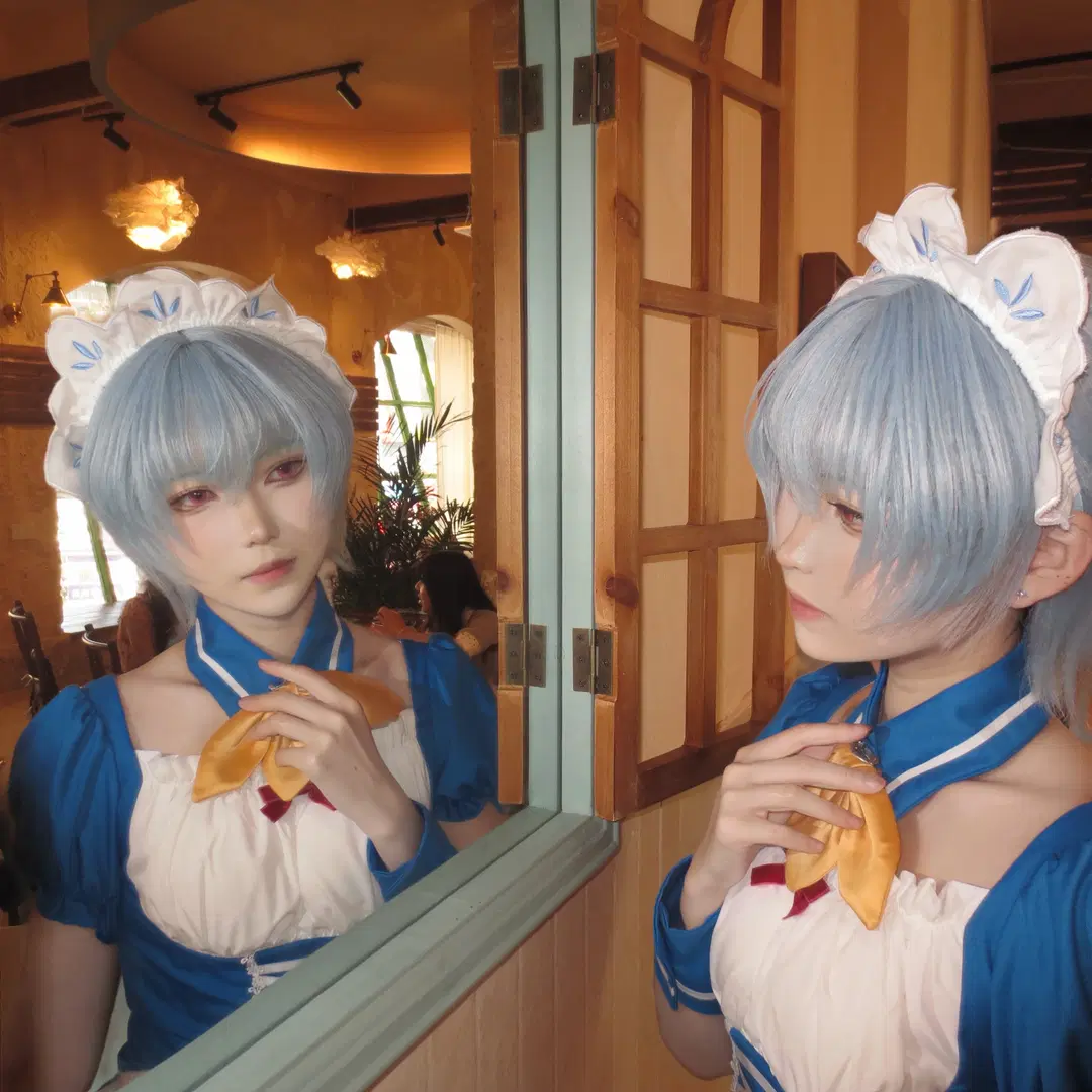 [Rei Ayanami cosplay] Neon Genesis Evangelion: Blue & White Maid on Duty by 三春早纪 - Image 7
