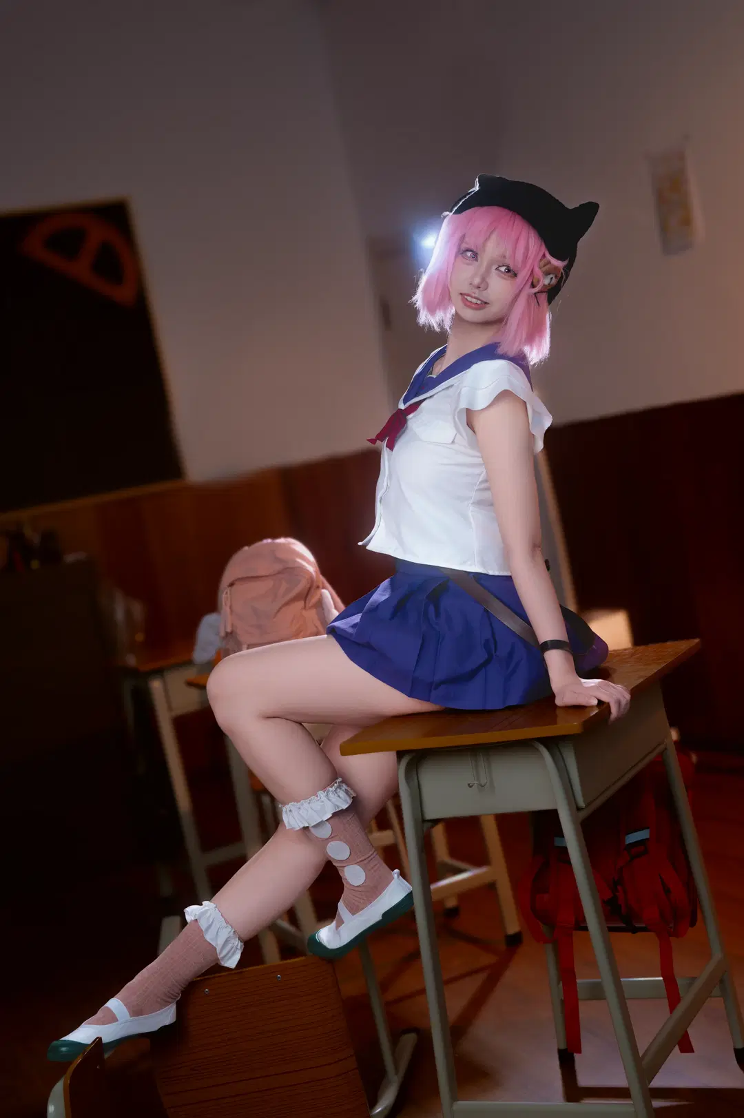 教室摄影, 水手服cos, 丝袜, 学园孤岛, 仗枪由纪cos