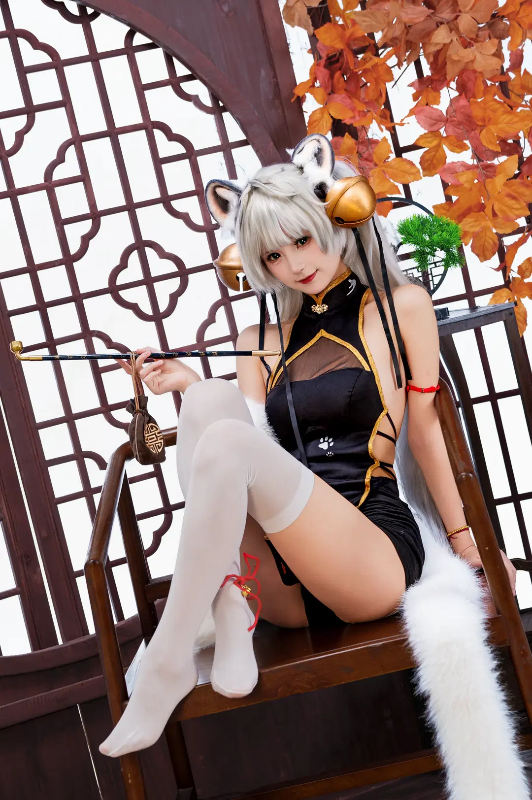 [White tiger girl cosplay] Traditional Chinese Style Qipao Animal Ears Girl: Roaring Winds Photoshoot by 小雨幺幺零 - Image 3