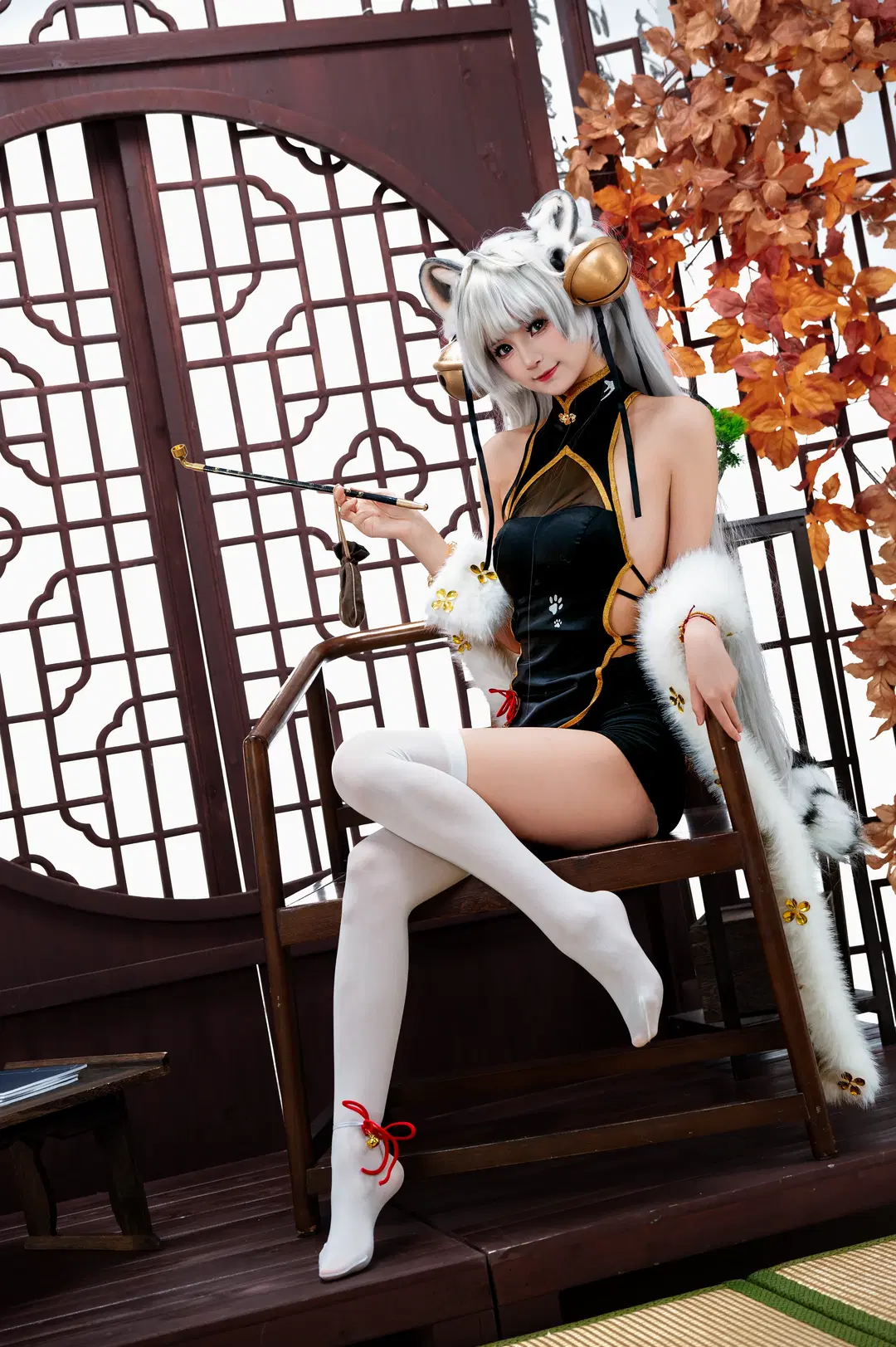 [White tiger girl cosplay] Traditional Chinese Style Qipao Animal Ears Girl: Roaring Winds Photoshoot by 小雨幺幺零 - Image 4