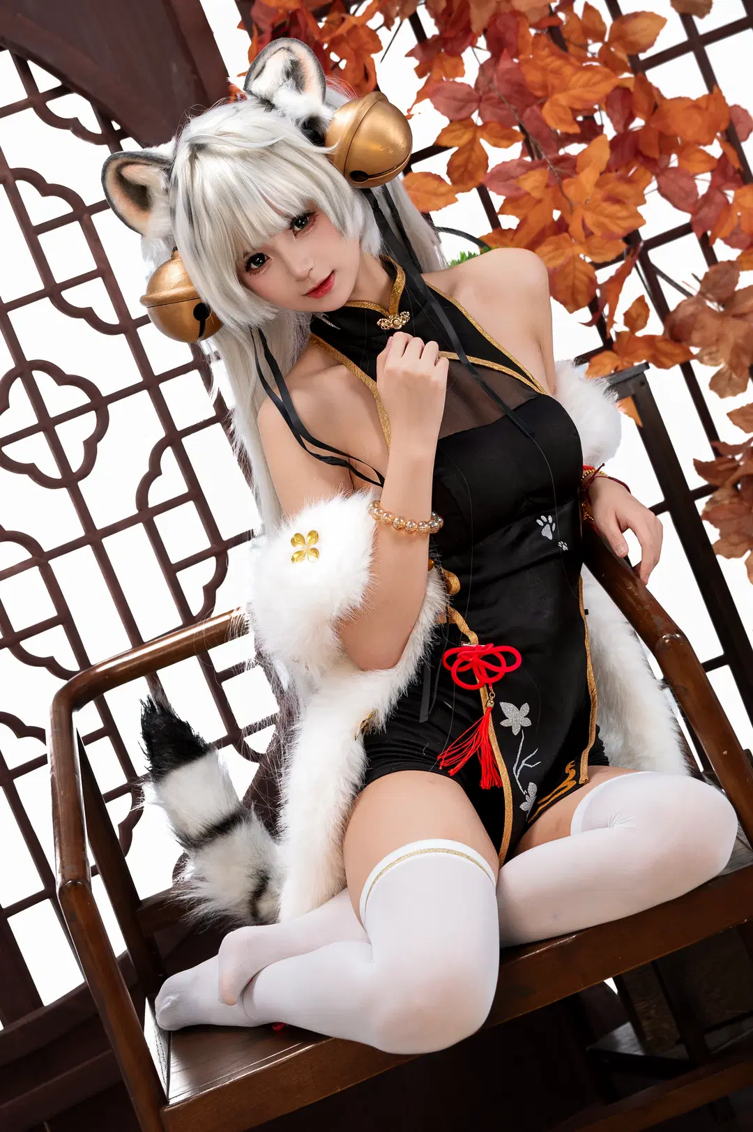 [White tiger girl cosplay] Traditional Chinese Style Qipao Animal Ears Girl: Roaring Winds Photoshoot by 小雨幺幺零 - Image 5