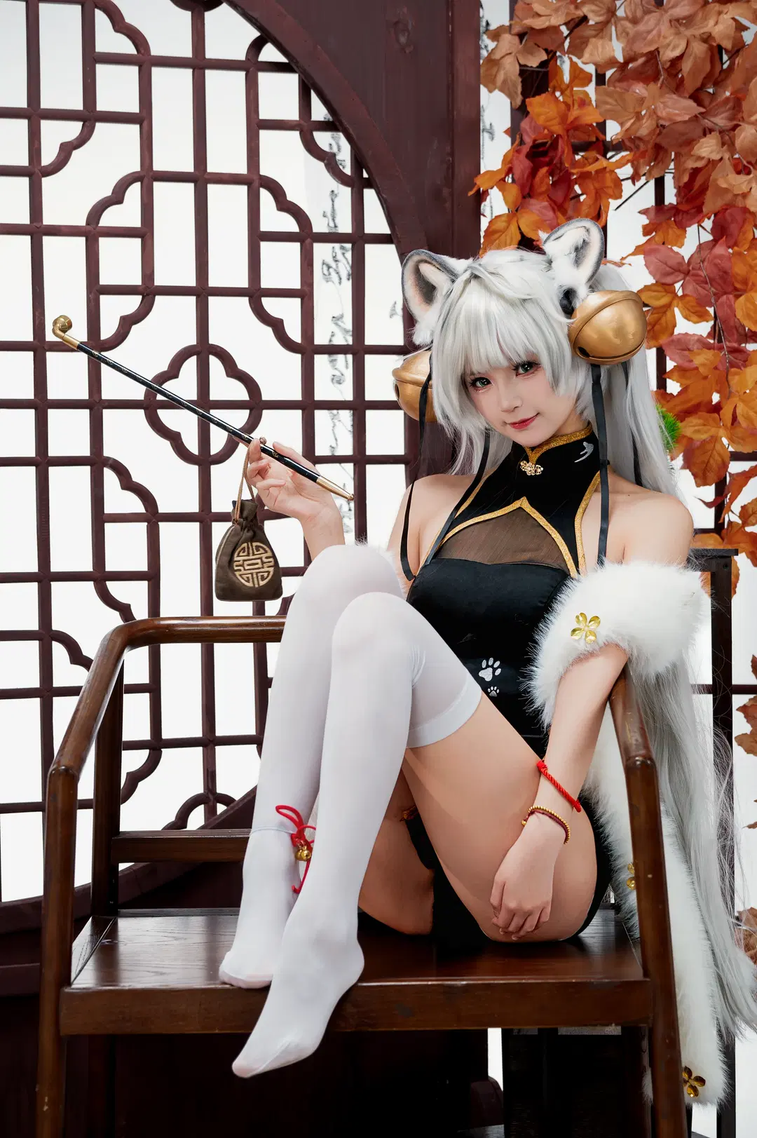 [White tiger girl cosplay] Traditional Chinese Style Qipao Animal Ears Girl: Roaring Winds Photoshoot by 小雨幺幺零 - Image 6