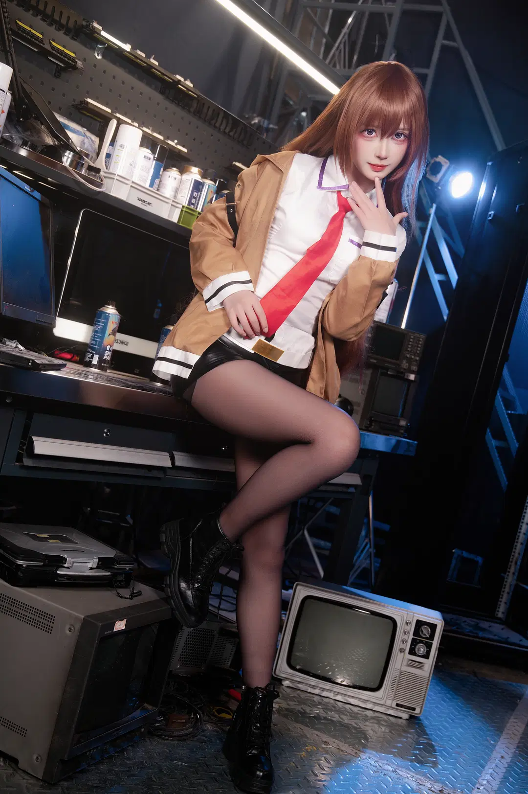 二次元cosplay, 牧濑红莉栖cos, 命运石之门, 黑丝, 克莉丝汀娜