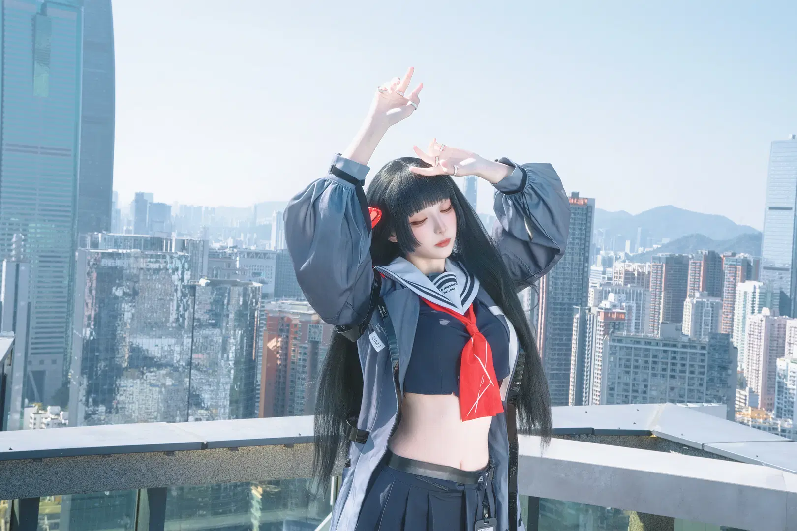 【朽葉千咲cos】關於在鳴潮高空天台拍攝的一些分享 - 圣骑绯月 - 第4張