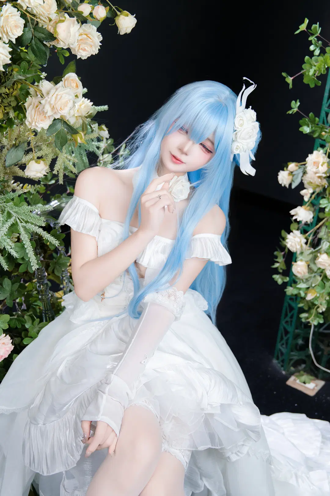 【ヤヌス コスプレ】アズールレーン純白の花嫁、白ストッキングと花々のロマンチックな出逢い - 圣骑绯月 - 3枚目