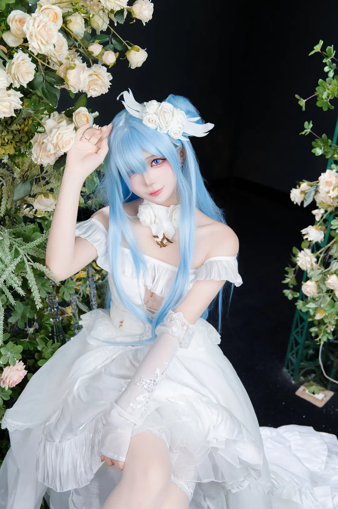 【ヤヌス コスプレ】アズールレーン純白の花嫁、白ストッキングと花々のロマンチックな出逢い - 圣骑绯月 - 4枚目