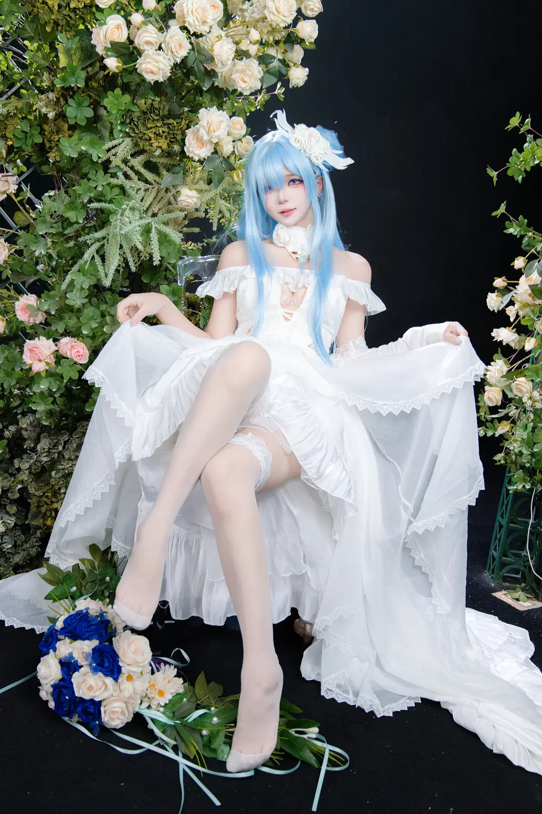 【ヤヌス コスプレ】アズールレーン純白の花嫁、白ストッキングと花々のロマンチックな出逢い - 圣骑绯月 - 6枚目