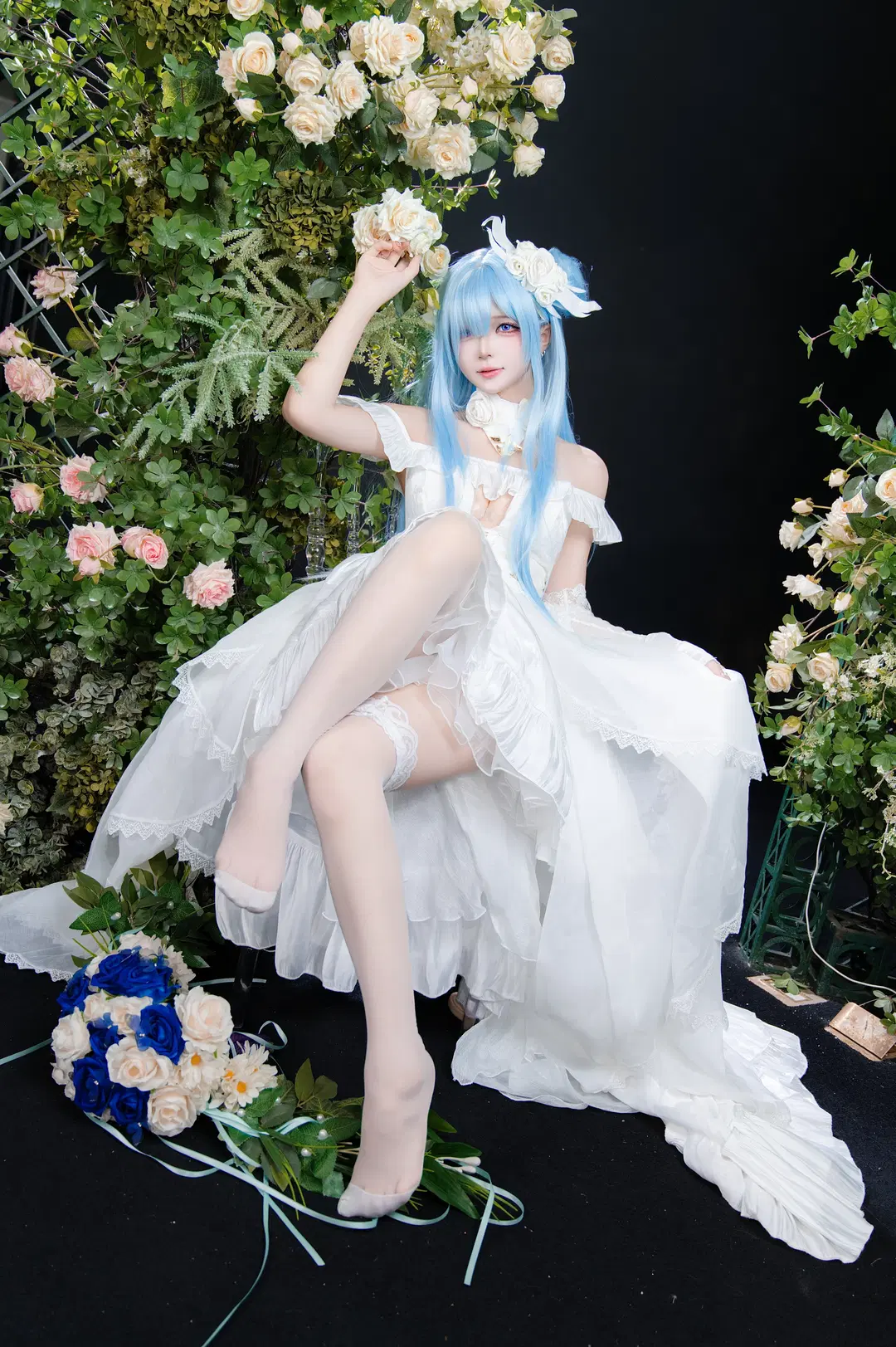 【ヤヌス コスプレ】アズールレーン純白の花嫁、白ストッキングと花々のロマンチックな出逢い - 圣骑绯月 - 8枚目