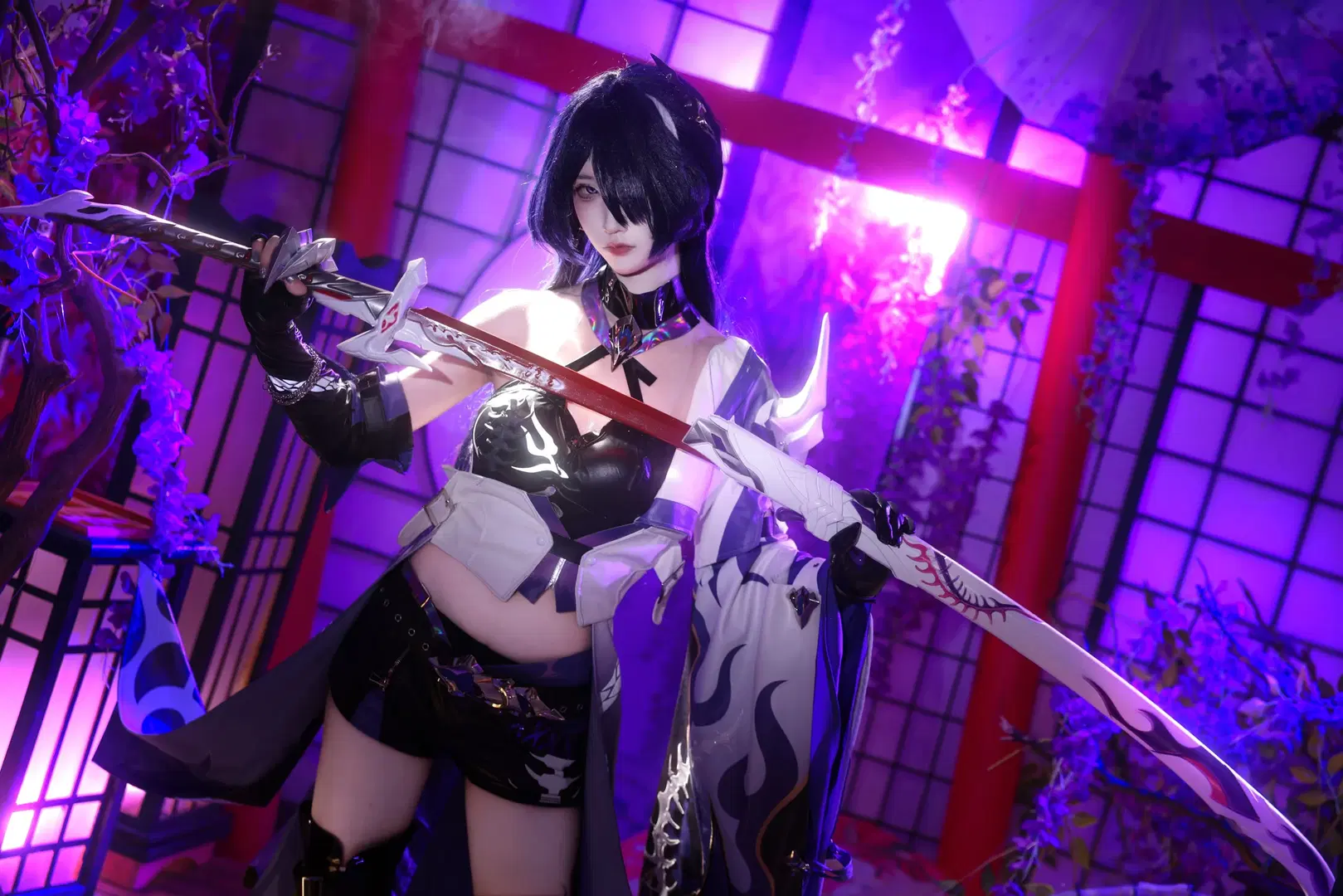 【黄泉cos】刀光与紫藤花交织的绚丽幻想 - 悄悄喝东方树叶 - 第10张