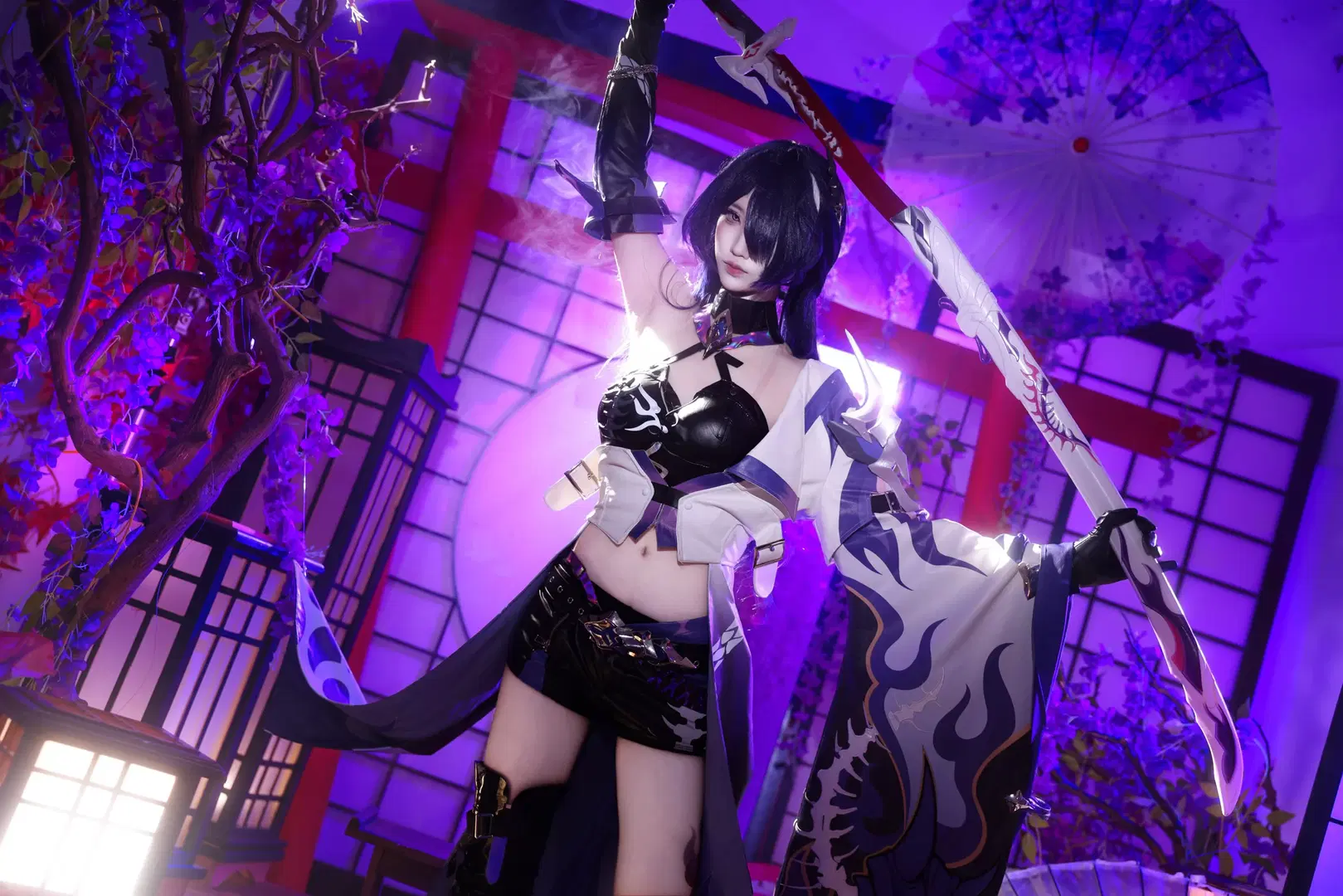 【黄泉cos】刀光与紫藤花交织的绚丽幻想 - 悄悄喝东方树叶 - 第11张