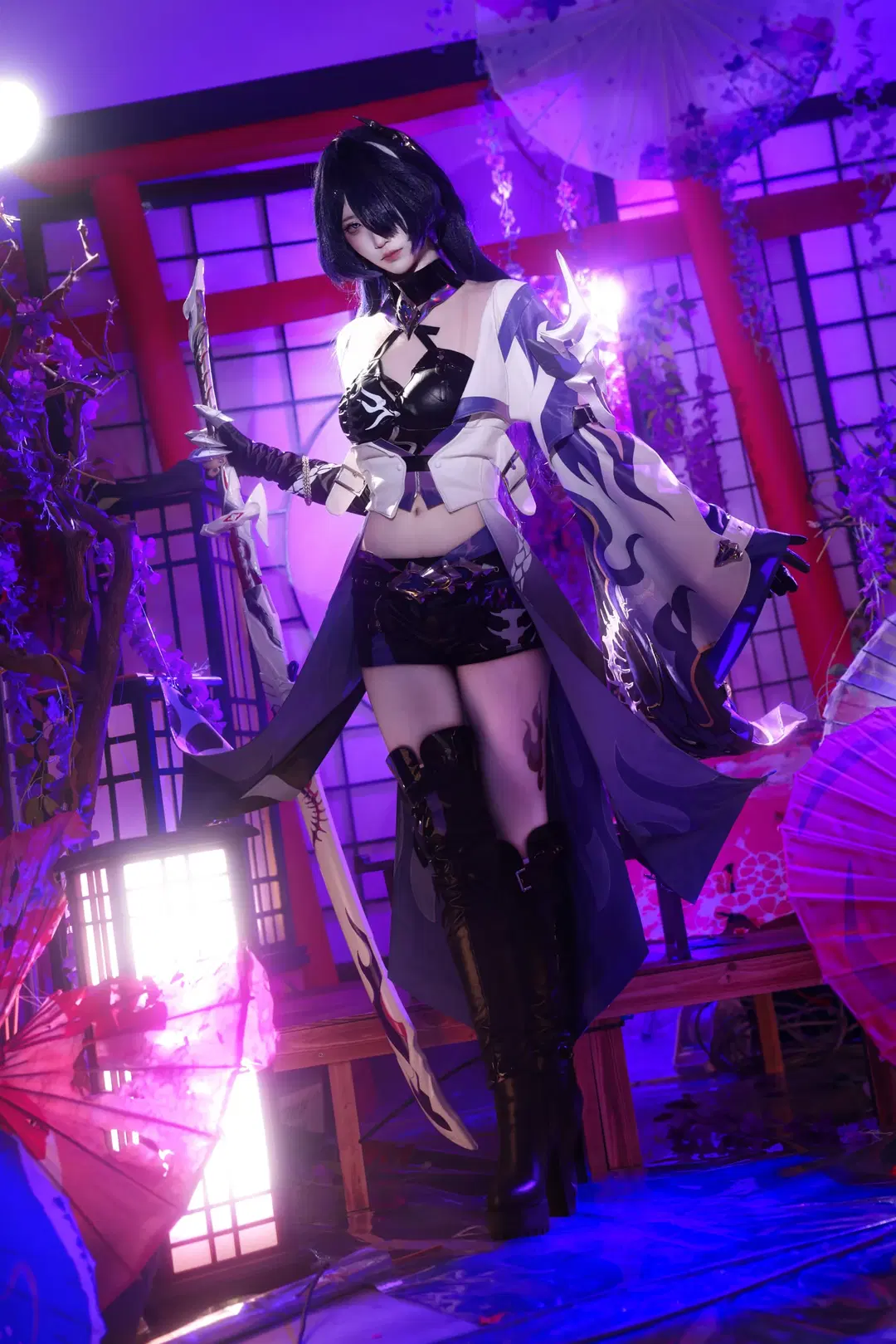【黄泉cos】刀光与紫藤花交织的绚丽幻想 - 悄悄喝东方树叶 - 第2张