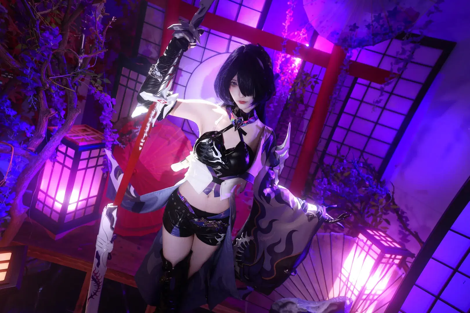 【黄泉cos】刀光与紫藤花交织的绚丽幻想 - 悄悄喝东方树叶 - 第3张