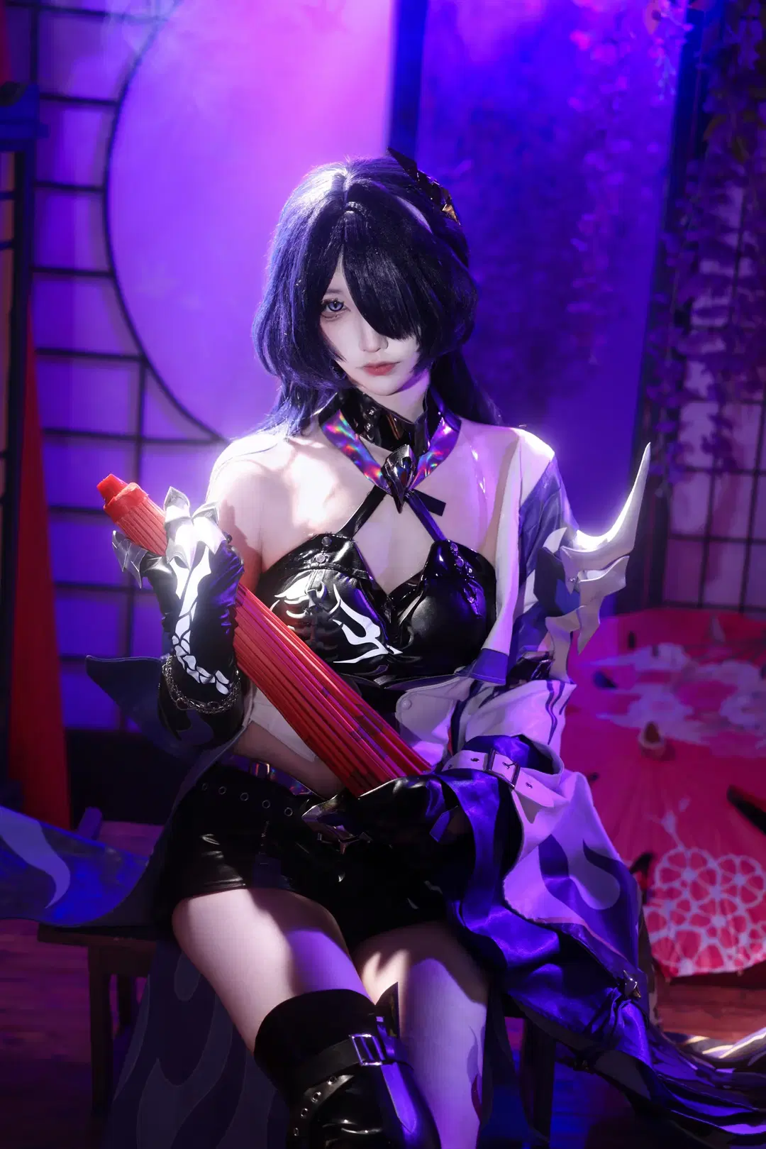 【黄泉cos】刀光与紫藤花交织的绚丽幻想 - 悄悄喝东方树叶 - 第4张