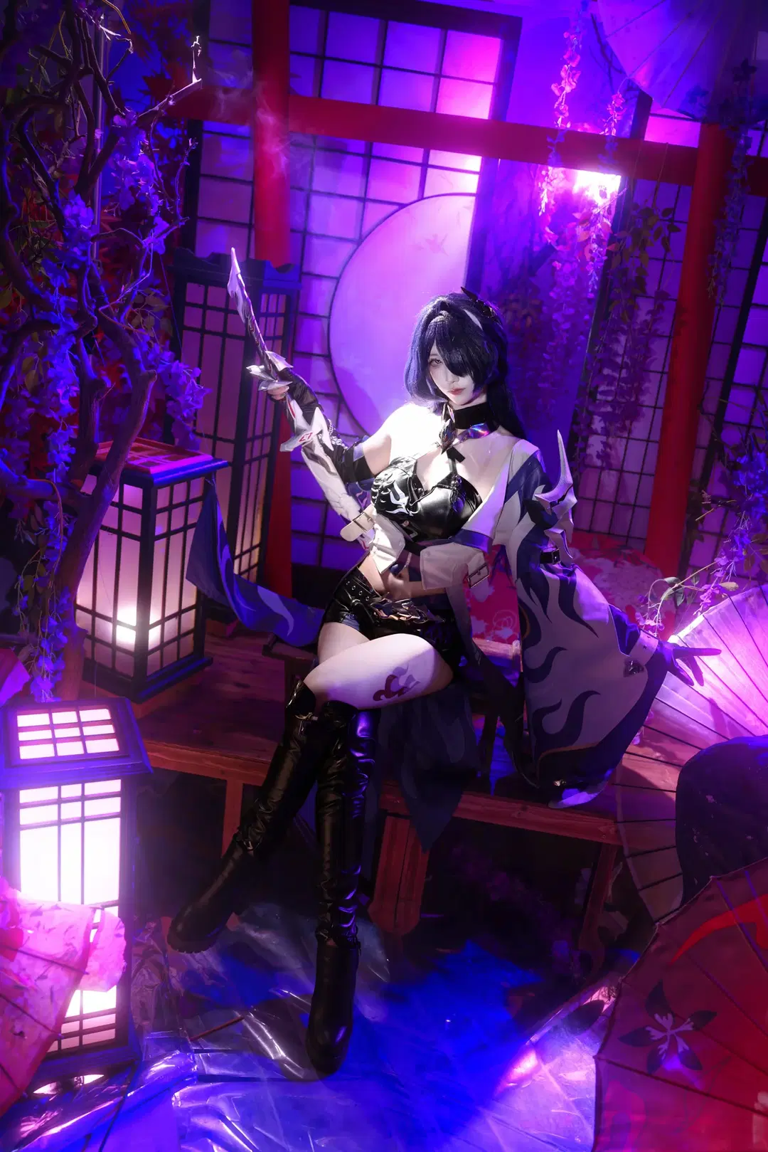 【黄泉cos】刀光与紫藤花交织的绚丽幻想 - 悄悄喝东方树叶 - 第5张