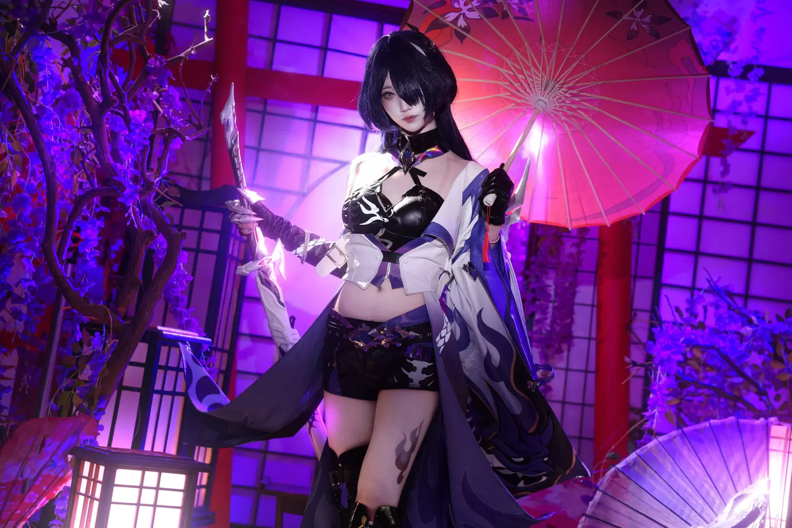 【黄泉cos】刀光与紫藤花交织的绚丽幻想 - 悄悄喝东方树叶 - 第8张