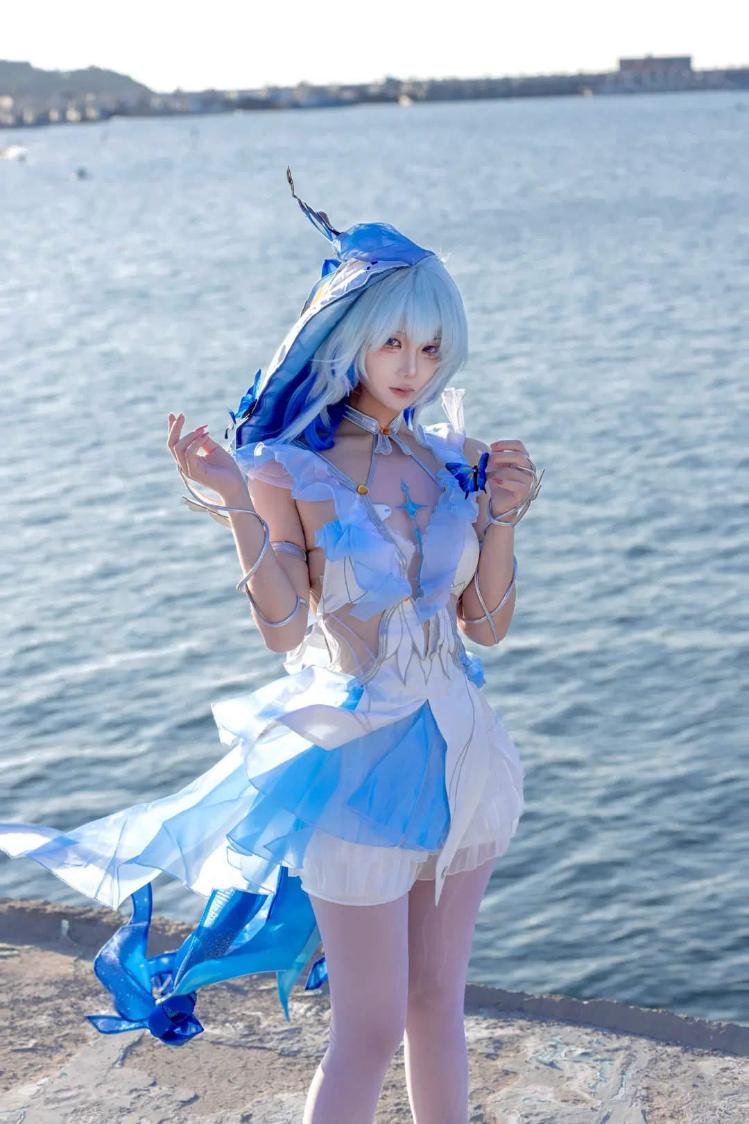 鳴潮, 守岸人cos, 遊戲角色扮演, 絲襪, 海邊實景cos