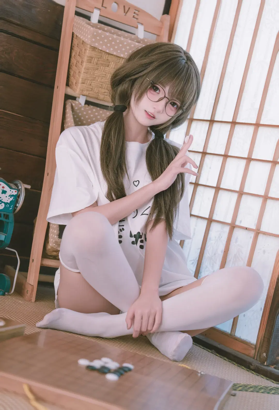 白丝, 双马尾, 日系写真, 眼镜娘, 萌系少女