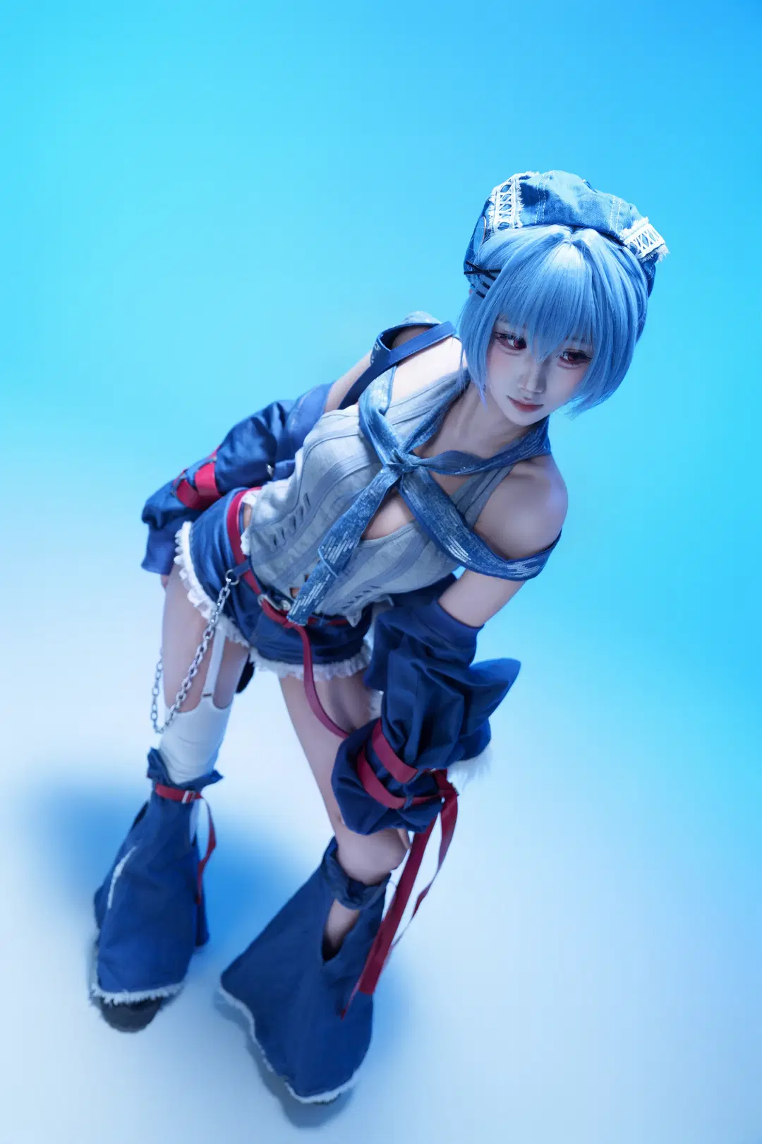 绫波丽cos, EVA, 白棚摄影, 蓝色系cos, 动漫角色扮演