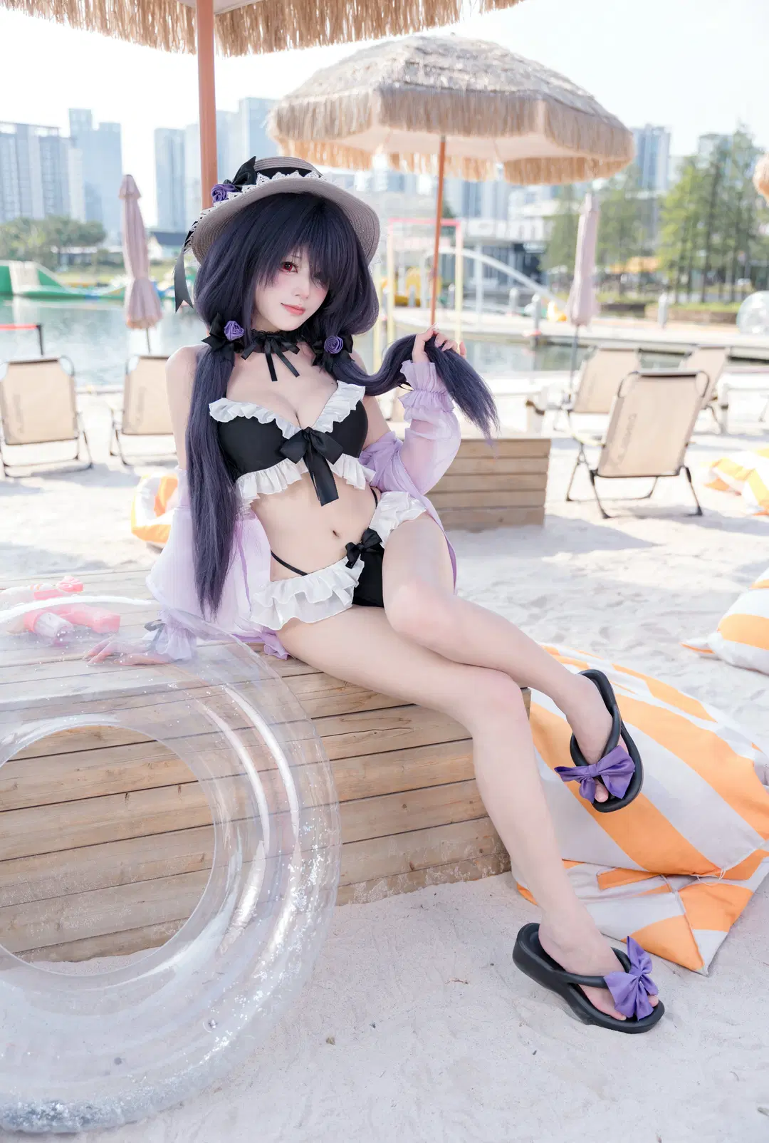 二次元看见计划, 海边cosplay, 夏日泳装, 约会大作战, 狂三cos
