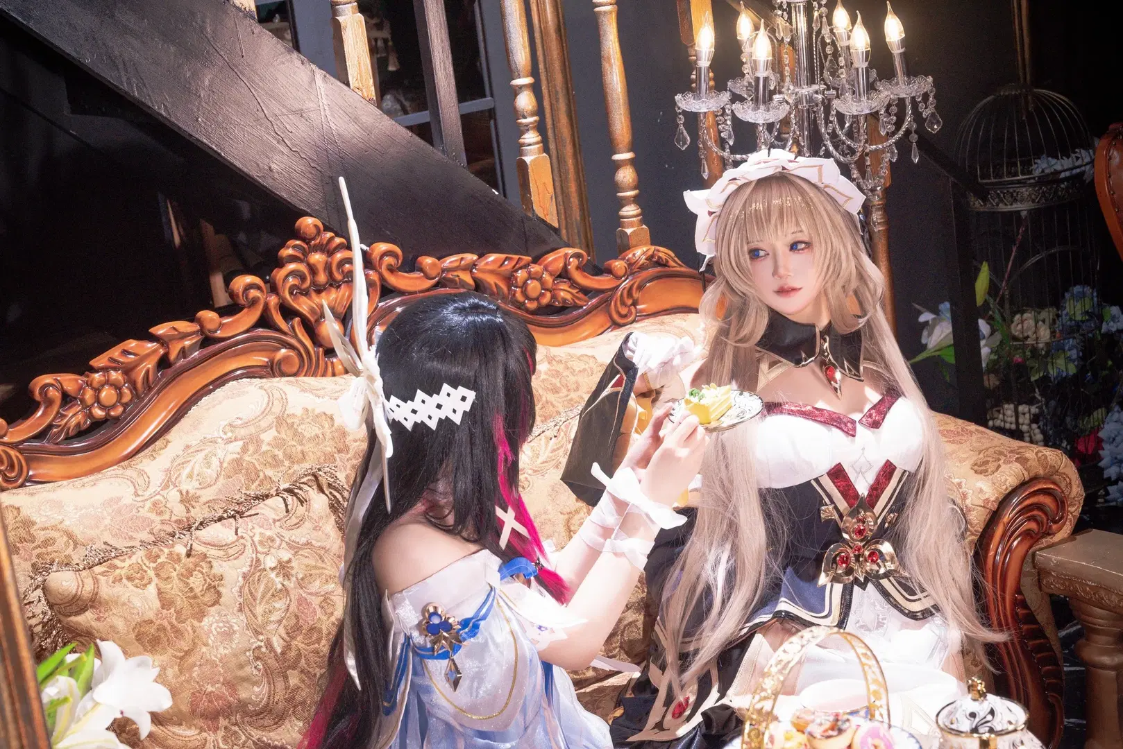 [Columbina Cosplay] Genshin Impact Vintage Studio Shoot: Duo Cosplay Record with Sandrone by 好想吃饭 - Image 2