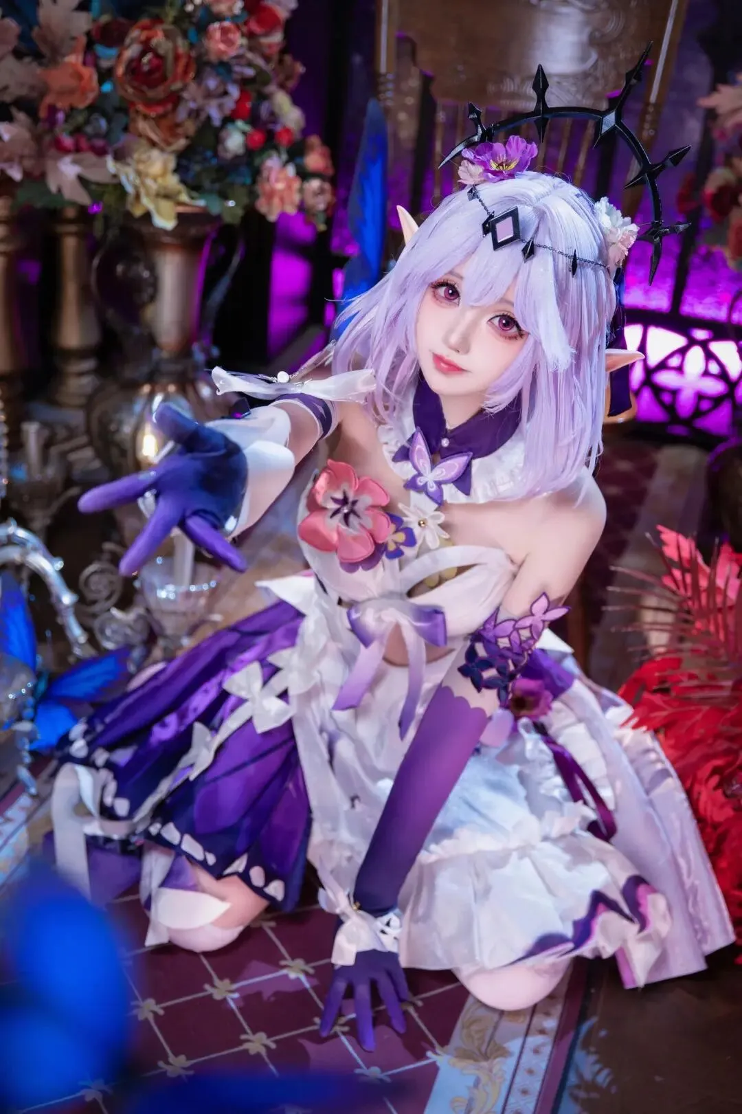 崩坏星穹铁道, 二次元cosplay, 遐蝶cos, 白丝, 精灵耳