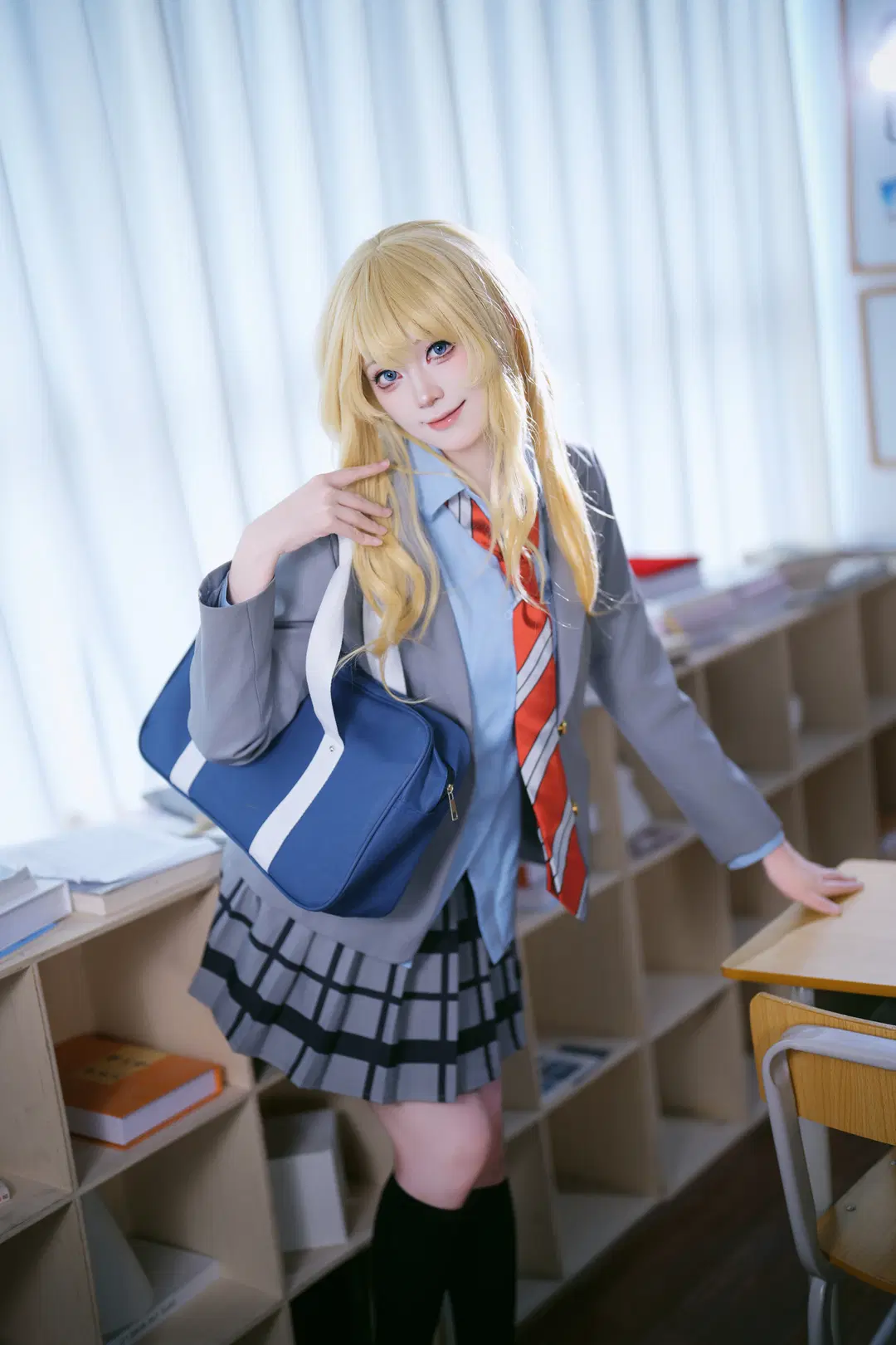 jk制服, 宫园薰cos, 四月是你的谎言, 校园摄影, 过膝袜