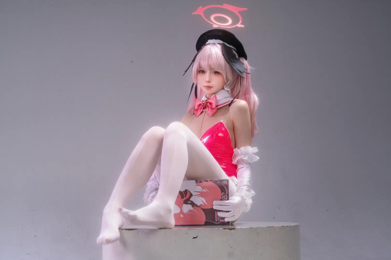 【下江小春cos】蔚藍檔案兔女郎白絲造型 - 明天吃什么_（蹲合作coser版） - 第6張