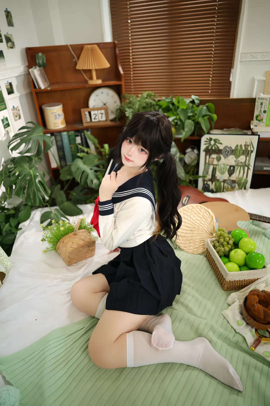夏日清新水手服居家写真拍摄记录 - 晚星 - 第3张