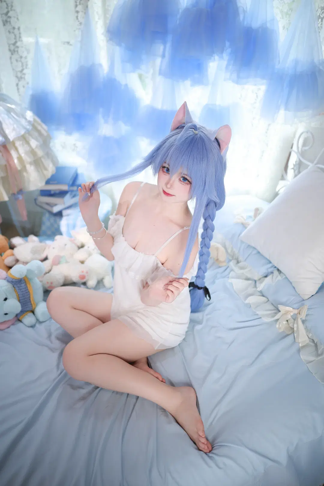 二次元cosplay, 睡衣cos, 洛琪希cos, 无职转生, 宅家拍照