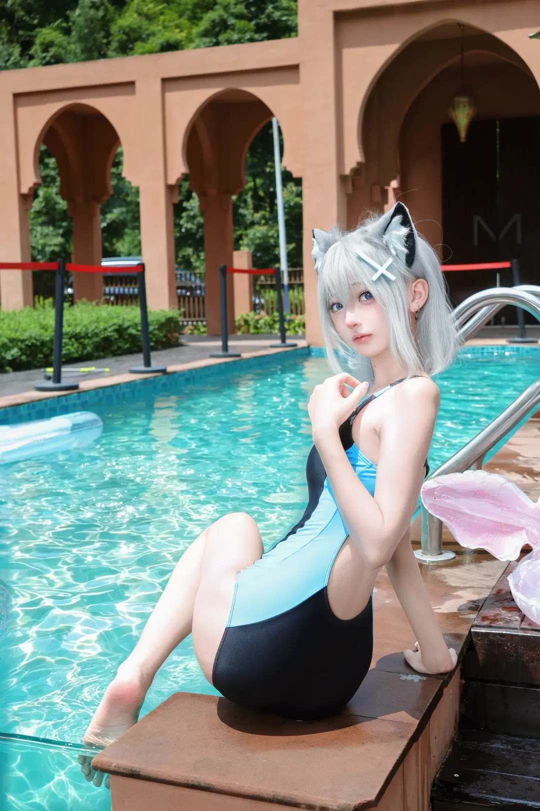 【ブルーアーカイブコスプレ】日焼けする前の夏、プールサイドに残した光と影の記録 - 晚星 - 4枚目